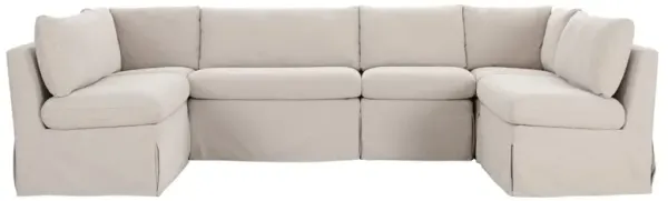 Lumiel Modern Classic Beige Slipcovered U-Shape Dining Banquette - 121"