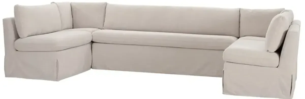 Lumiel Modern Classic Beige Slipcovered U-Shape Dining Banquette - 129"