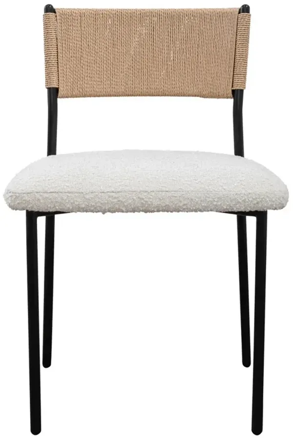Fenella Modern Classic White Performance Black Iron Dining Chair - Set of 2