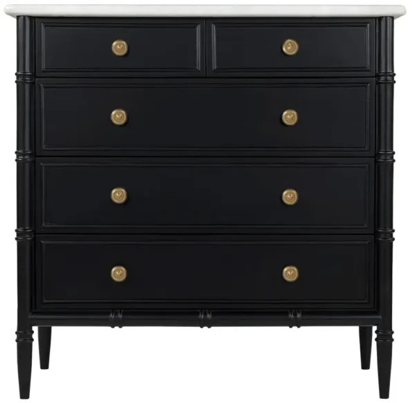 Poema Updated Traditional White Marble Black Wood Dresser