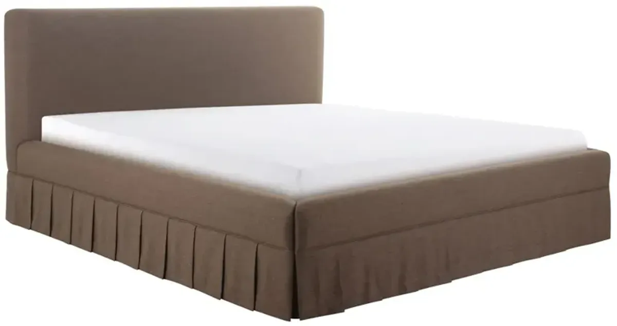 Marie Updated Traditional Brown Pleated Bed - King