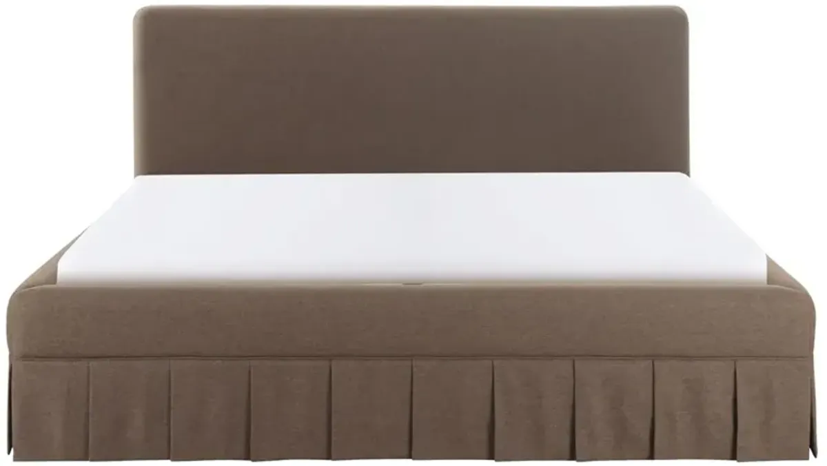 Marie Updated Traditional Brown Pleated Bed - King