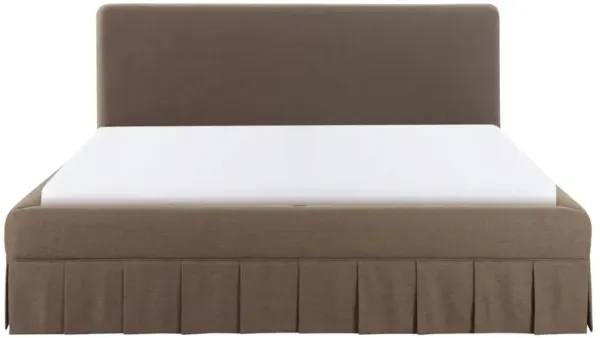 Marie Updated Traditional Brown Pleated Bed - Queen