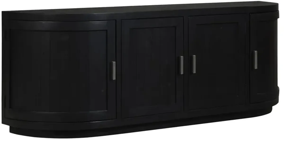 Neriah Rustic Lodge Black Reclaimed Wood Media Cabinet - 71"