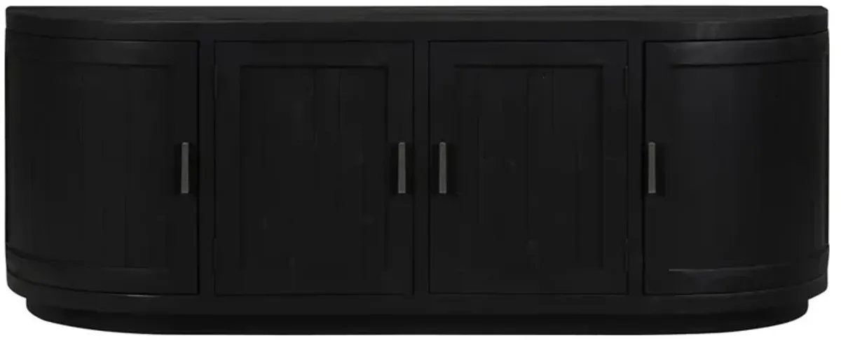 Neriah Rustic Lodge Black Reclaimed Wood Media Cabinet - 71"