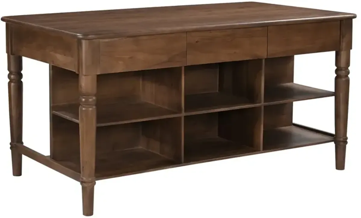 Vincent Updated Traditional Brown Acacia Wood Kitchen Island - 72"