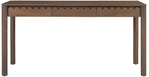 Bella Modern Classic Brown Mango Wood Scalloped Rectangular Desk