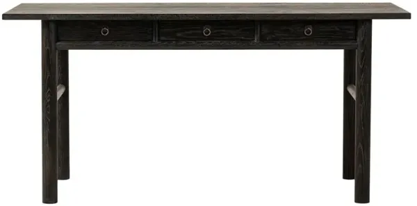 Griffin Rustic Lodge Distressed Black Oak Rectangular Desk