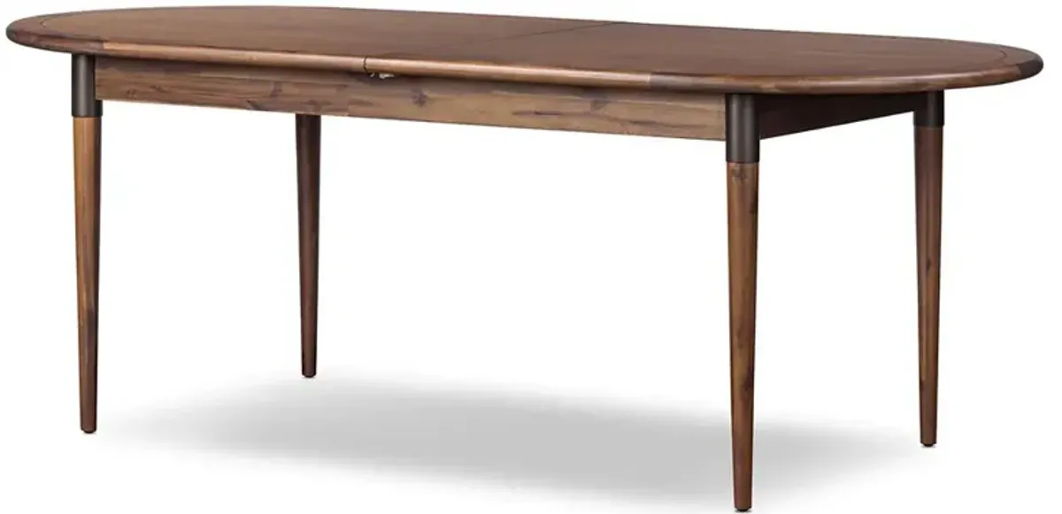 Hayden Modern Classic Brown Acacia Wood Oval Extendable Dining Table - 84-104"