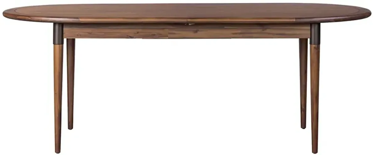 Hayden Modern Classic Brown Acacia Wood Oval Extendable Dining Table - 84-104"