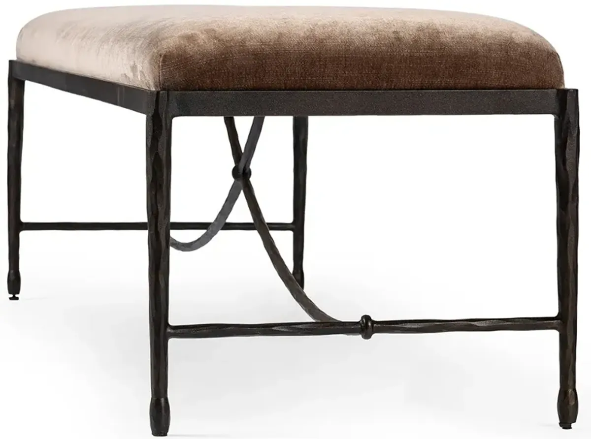 Jane Updated Traditional Altair Mushroom Velvet Bronze Iron Bench
