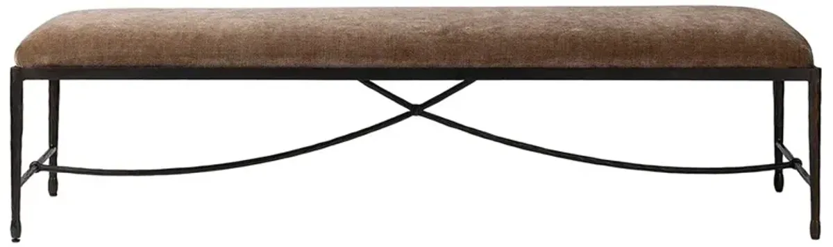 Jane Updated Traditional Altair Mushroom Velvet Bronze Iron Bench