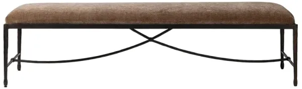 Jane Updated Traditional Altair Mushroom Velvet Bronze Iron Bench