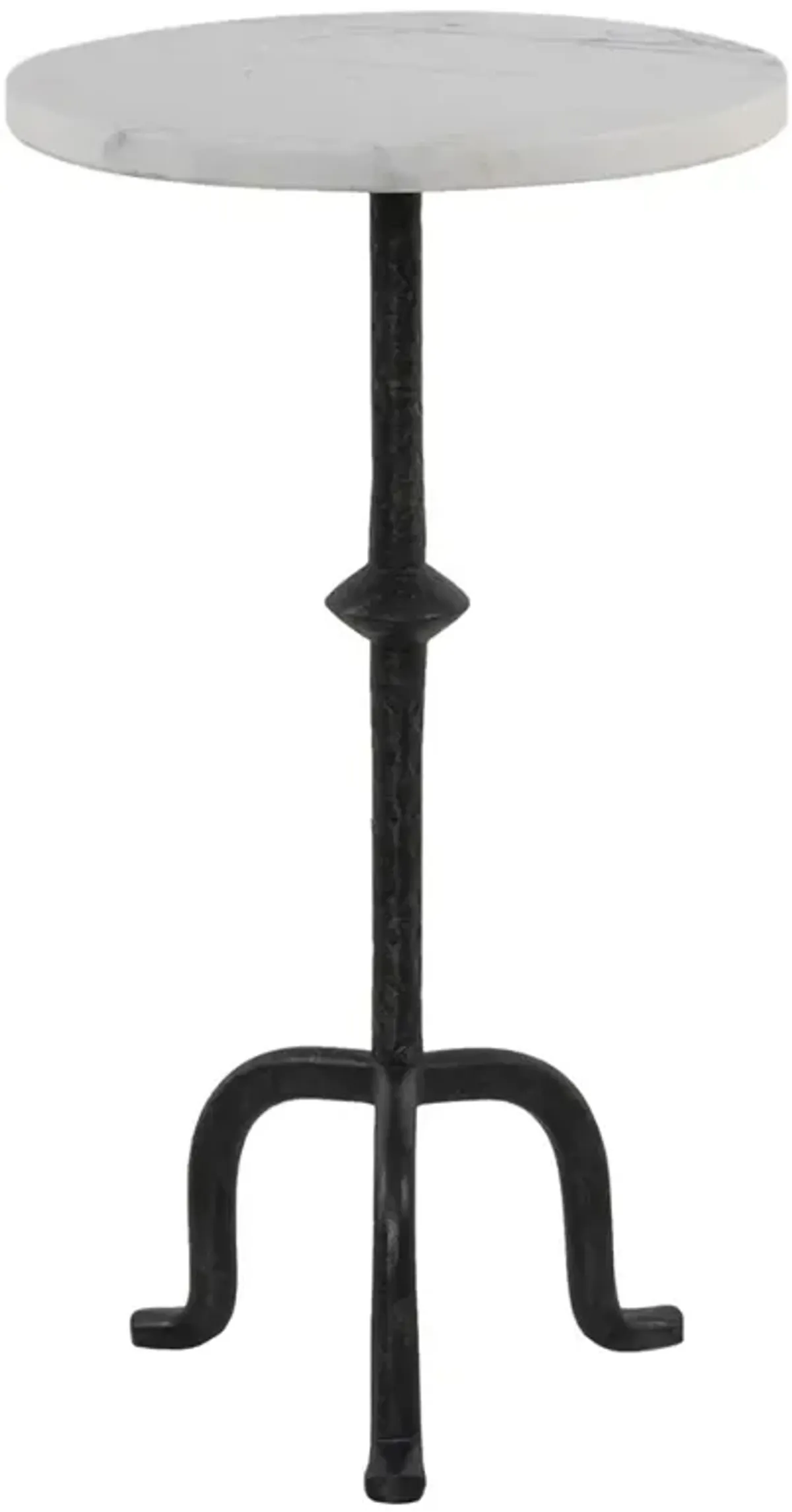 Leyla French Country Veined White Marble Black Iron Drink Table