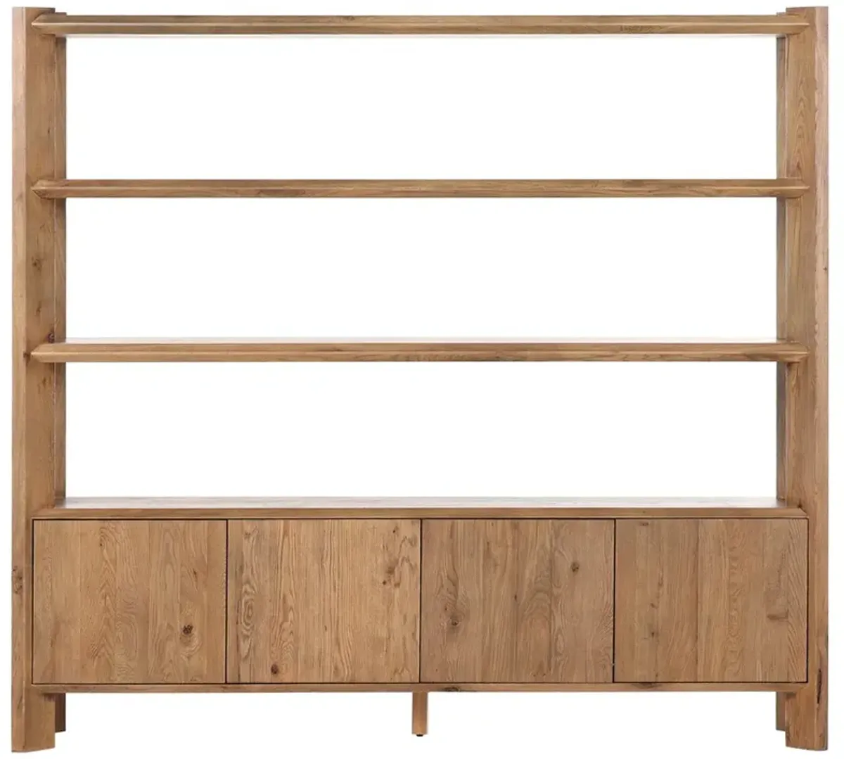 Edward Modern Classic Worn Brown Oak Wide Bookcase