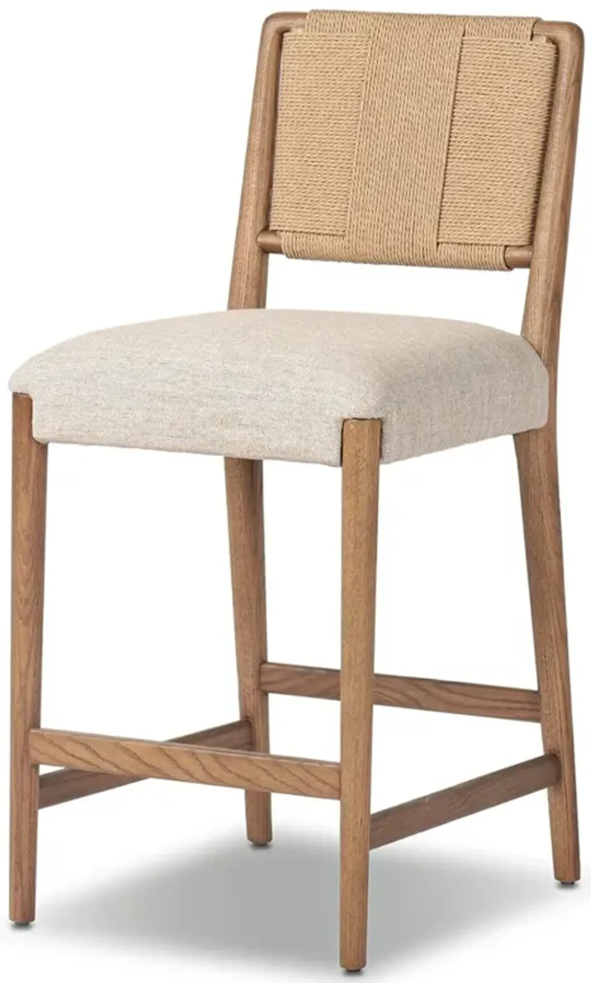 Russ Coastal Beach Beige Performance Natural Oak Counter Stool