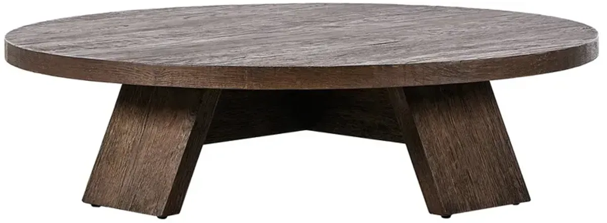 Spice Rustic Lodge Dark Oak Round Coffee Table