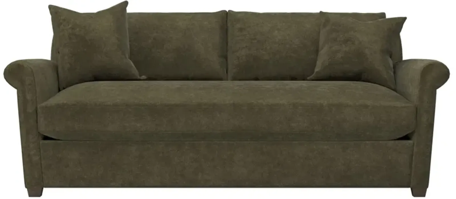 Ameerah Tuscan Olive Velvet Bench Cushion Sofa - 84"