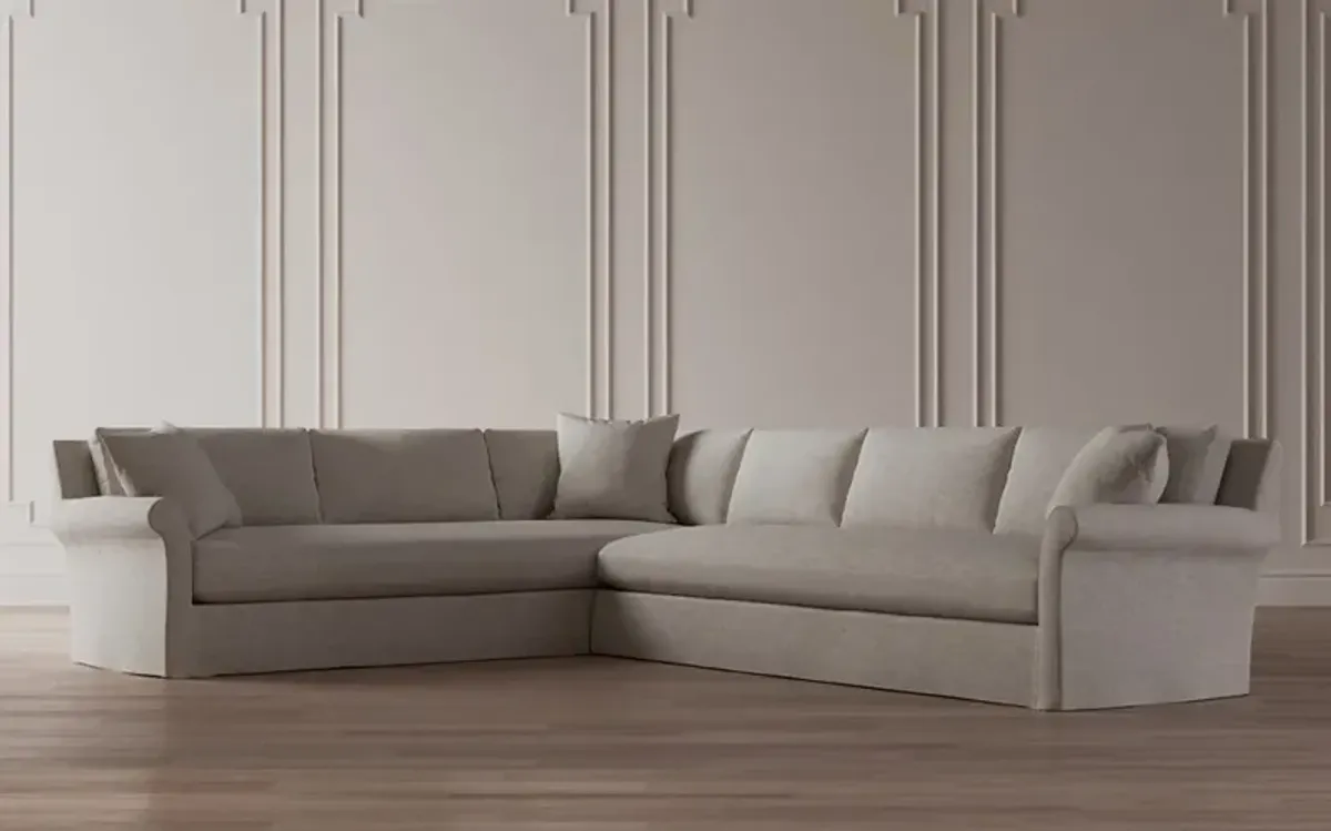 Ameerah Dove Performance Slipcovered Corner Sectional - Right End - 140"