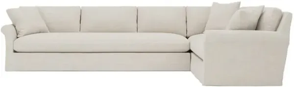 Ameerah Pearl Textured Weave Slipcovered Corner Sectional - Left End - 140"
