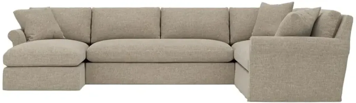 Ameerah Sand Textured Weave Slipcovered U-Chaise Sectional - Left Chaise - 138"