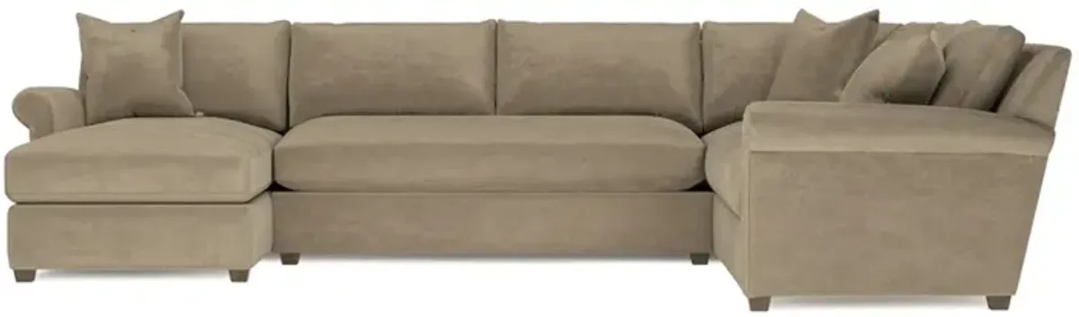 Ameerah Wheat Velvet U-Chaise Sectional - Left Chaise - 138"