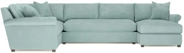 Ameerah French Blue Velvet U-Chaise Sectional - Right Chaise - 138"