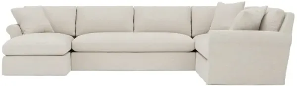 Ameerah Pearl Textured Weave Slipcovered U-Chaise Sectional - Left Chaise - 138"