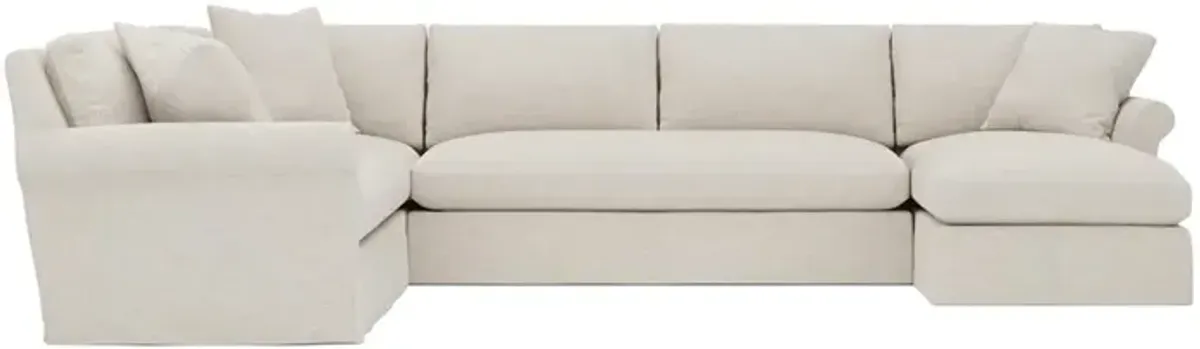 Ameerah Pearl Textured Weave Slipcovered U-Chaise Sectional - Right Chaise - 138"
