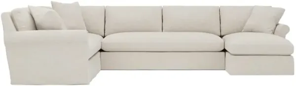 Ameerah Pearl Textured Weave Slipcovered U-Chaise Sectional - Right Chaise - 138"