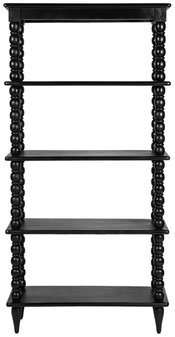 Thomas Updated Traditional Black Wood Spindle Bookcase