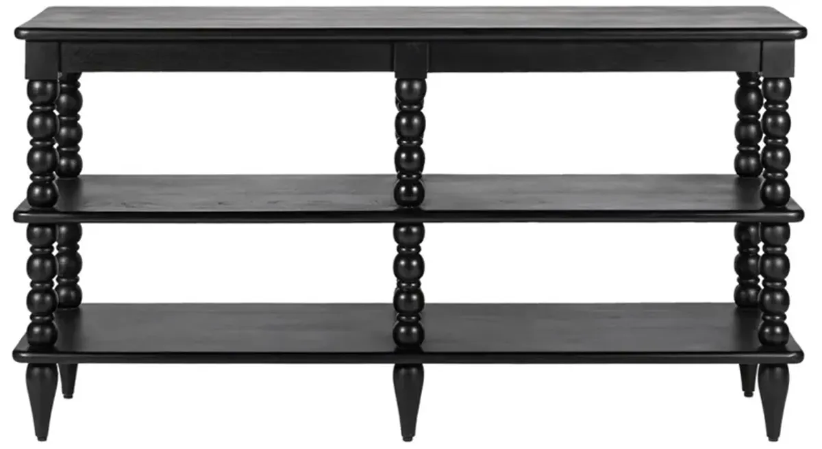 Thomas Updated Traditional Black Wood Spindle Wide Bookcase