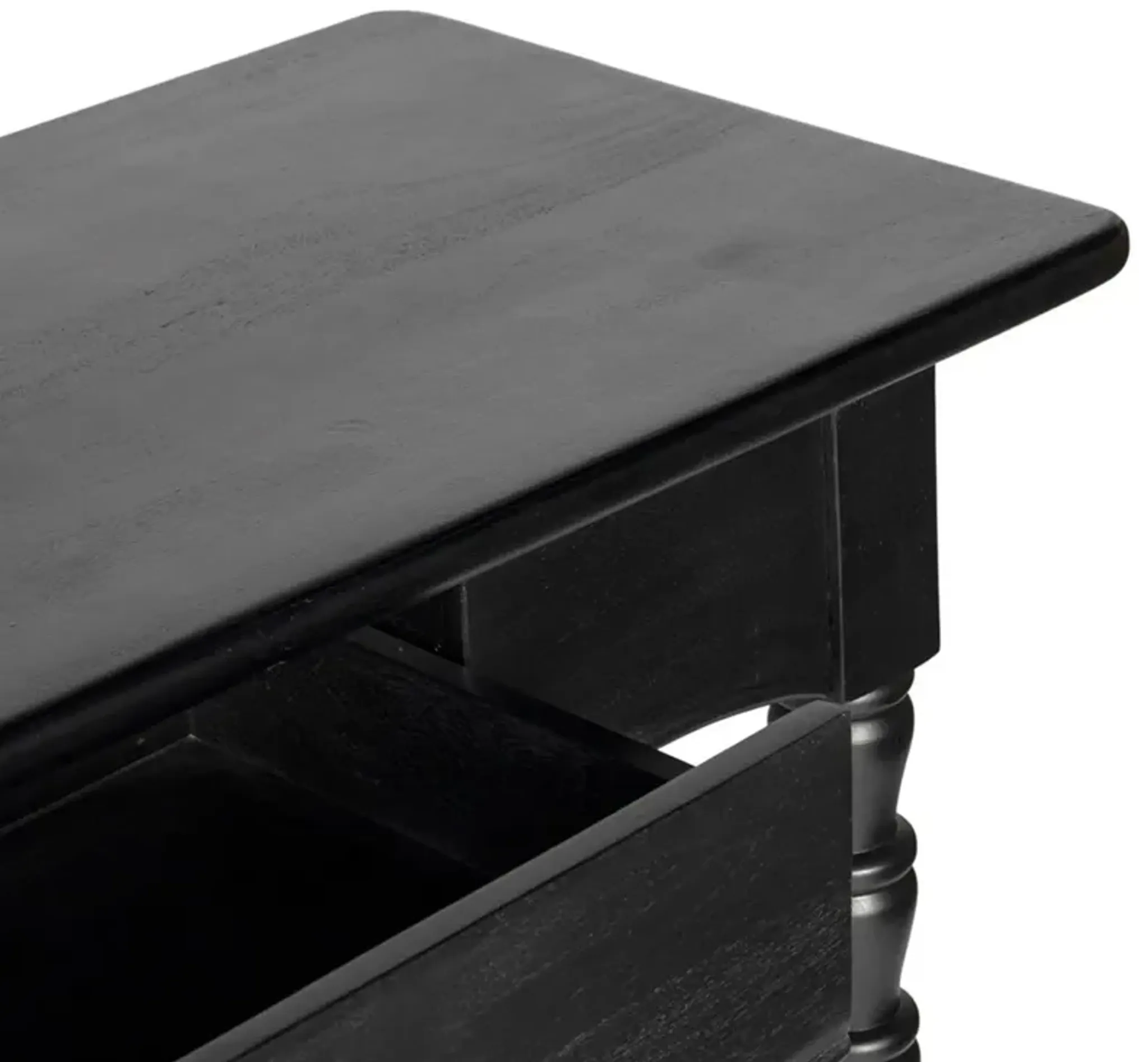 Thomas Updated Traditional Black Wood Spindle Console Table Kathy Kuo ...