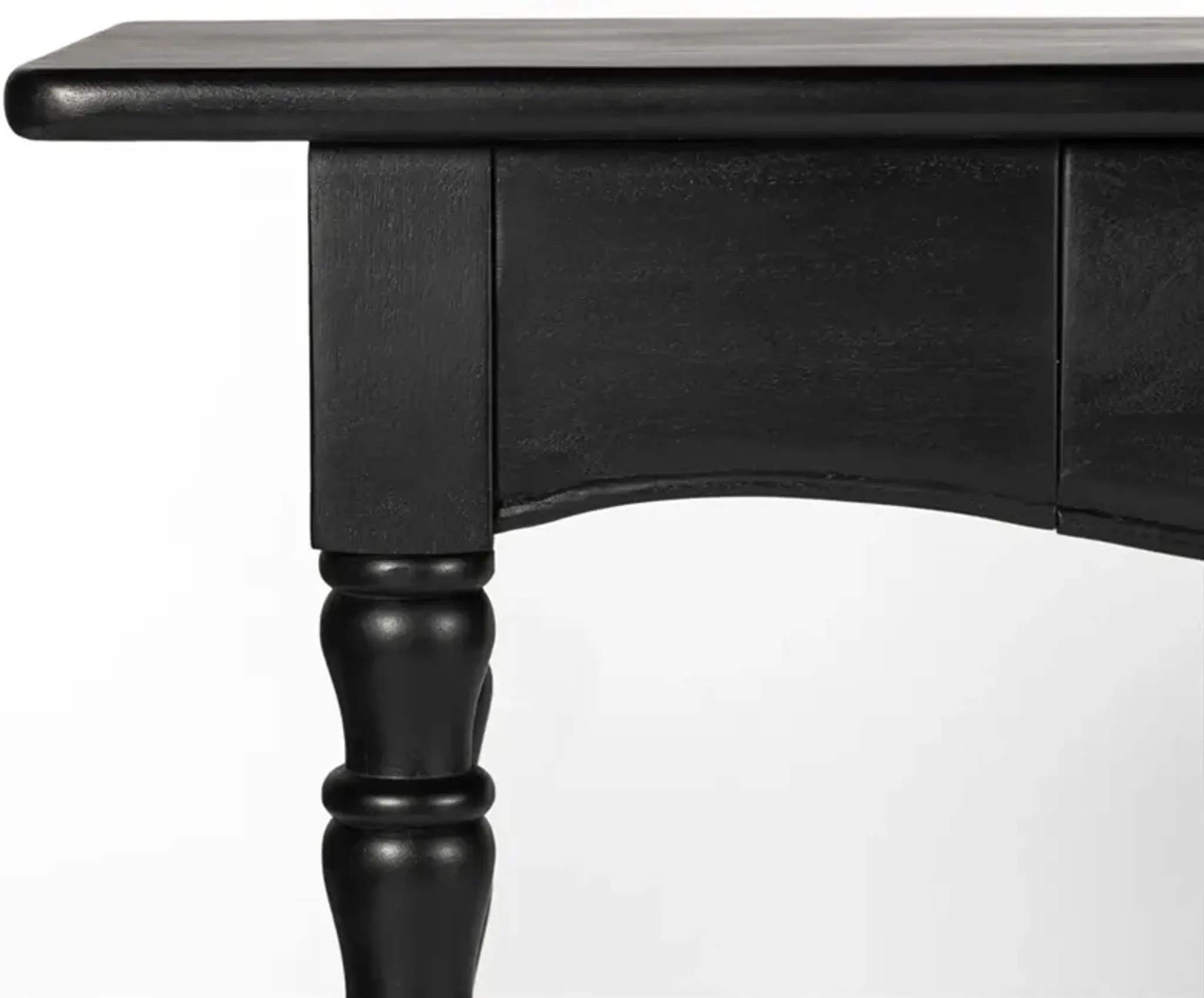 Thomas Updated Traditional Black Wood Spindle Console Table Kathy Kuo ...