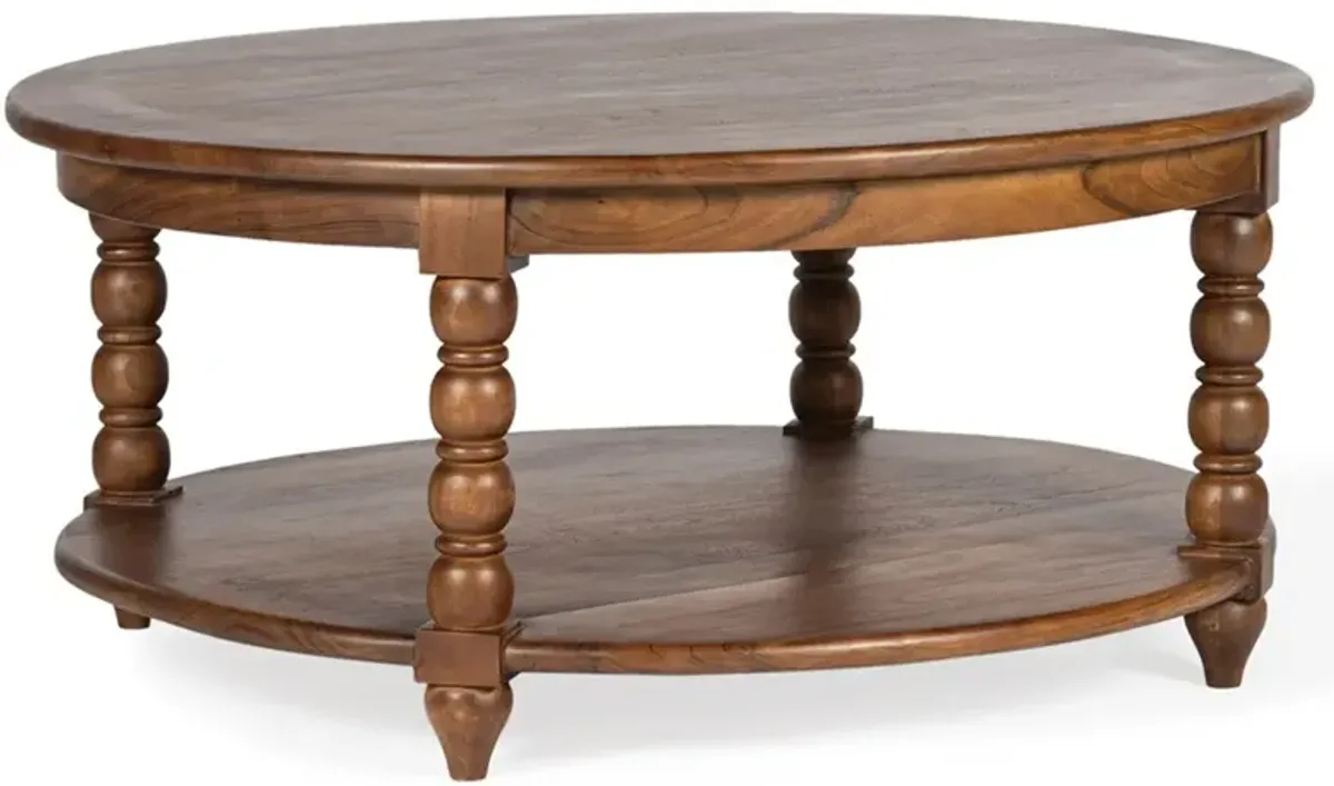 Thomas Updated Traditional Brown Wood Spindle Coffee Table