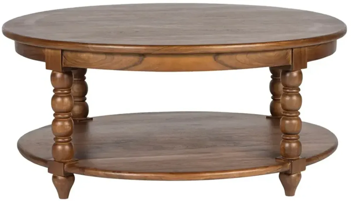 Thomas Updated Traditional Brown Wood Spindle Coffee Table