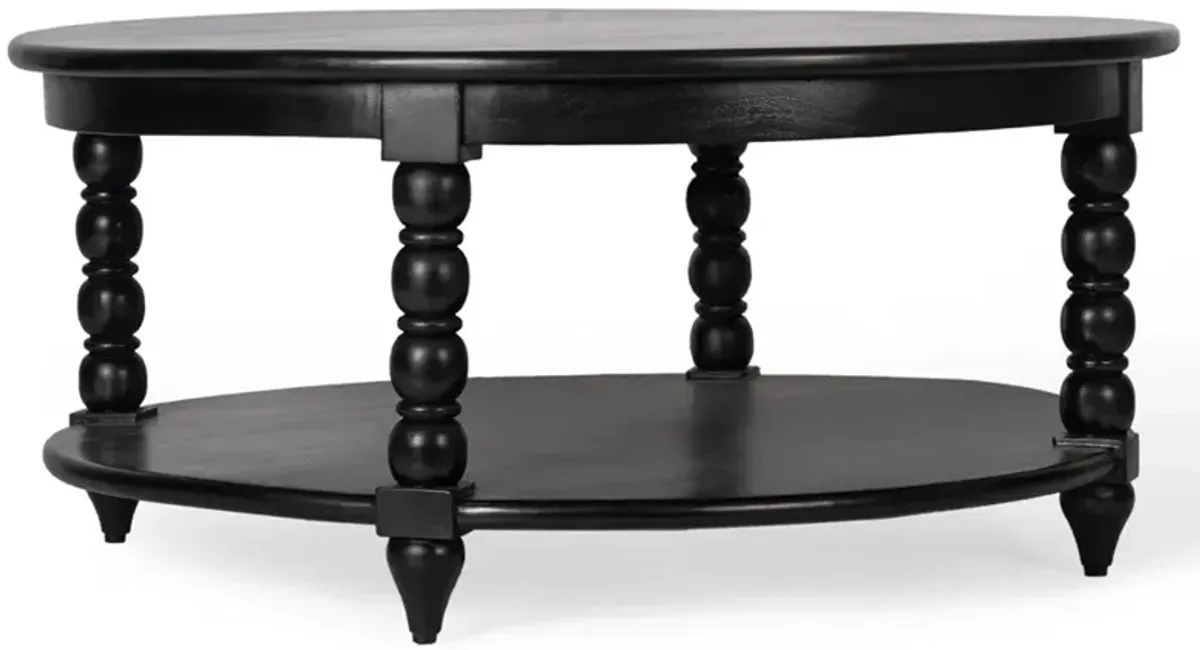 Thomas Updated Traditional Black Wood Spindle Coffee Table