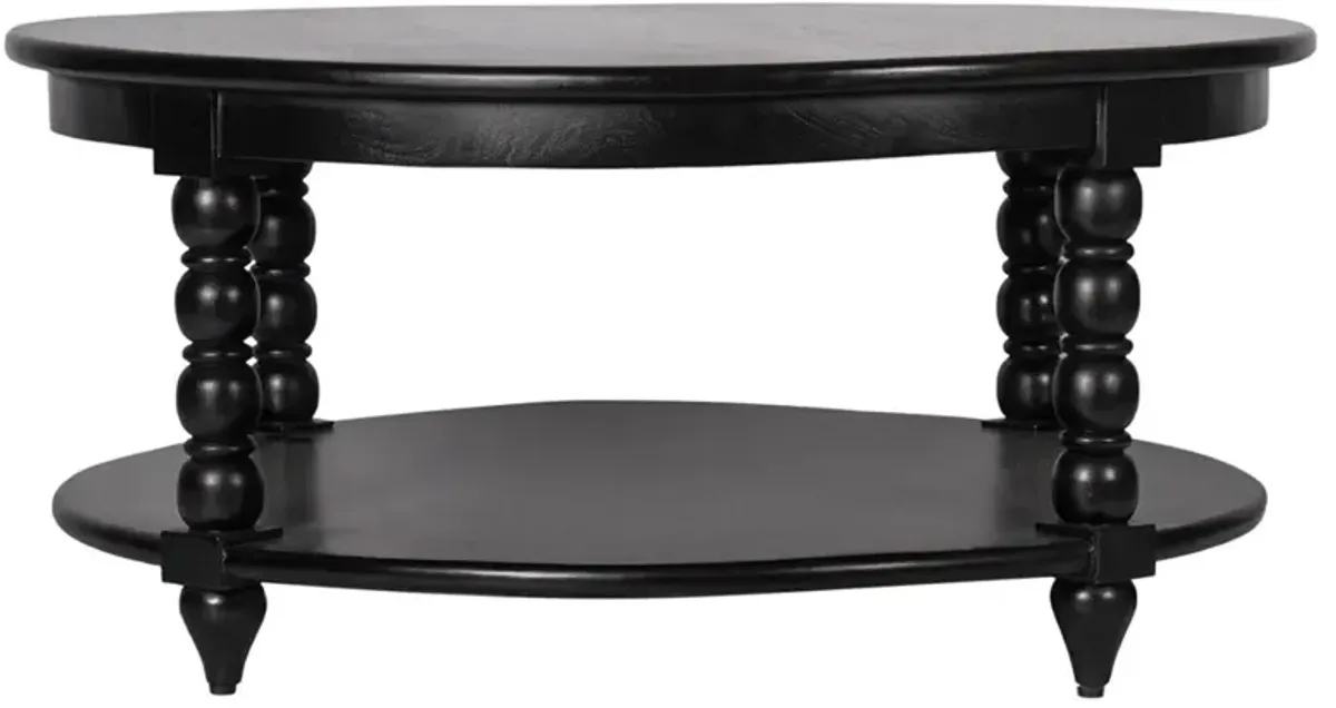 Thomas Updated Traditional Black Wood Spindle Coffee Table