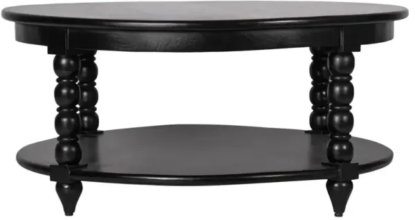 Thomas Updated Traditional Black Wood Spindle Coffee Table