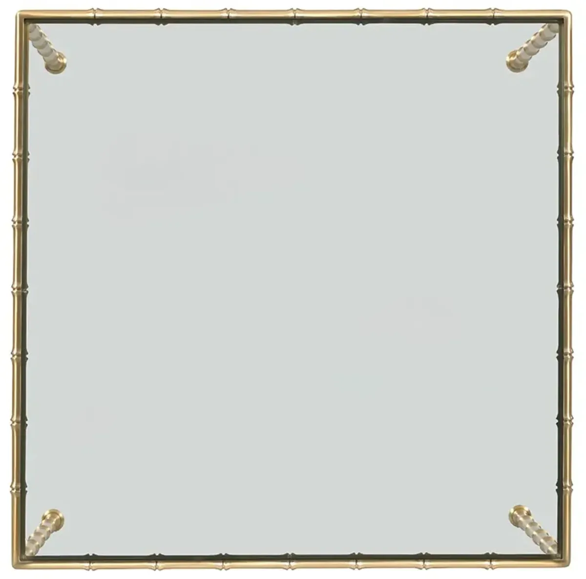 Lacoste Modern Classic Brass Bamboo Glass Game Table - 36"