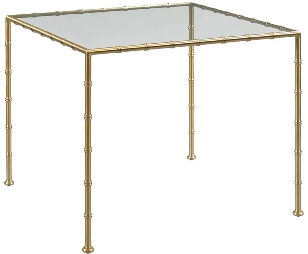 Lacoste Modern Classic Brass Bamboo Glass Game Table - 36"