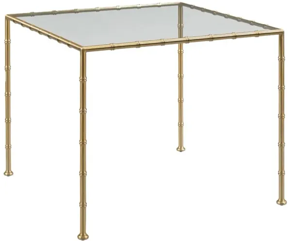 Lacoste Modern Classic Brass Bamboo Glass Game Table - 36"