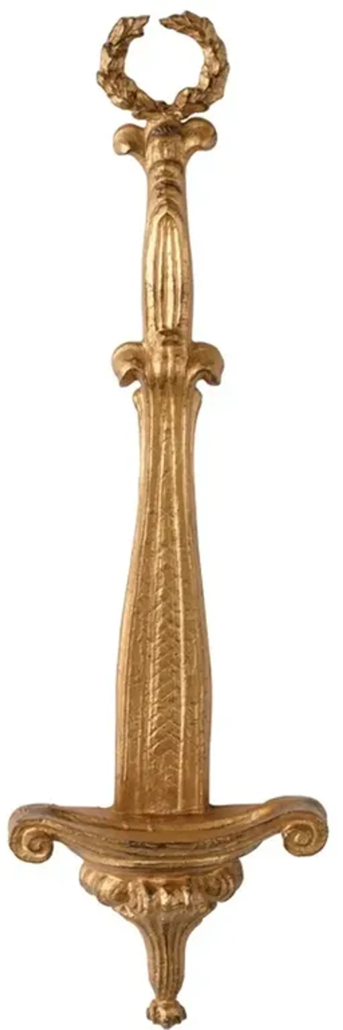 Luanne Traditional Antique Gold Plate Holder Wall Shelf