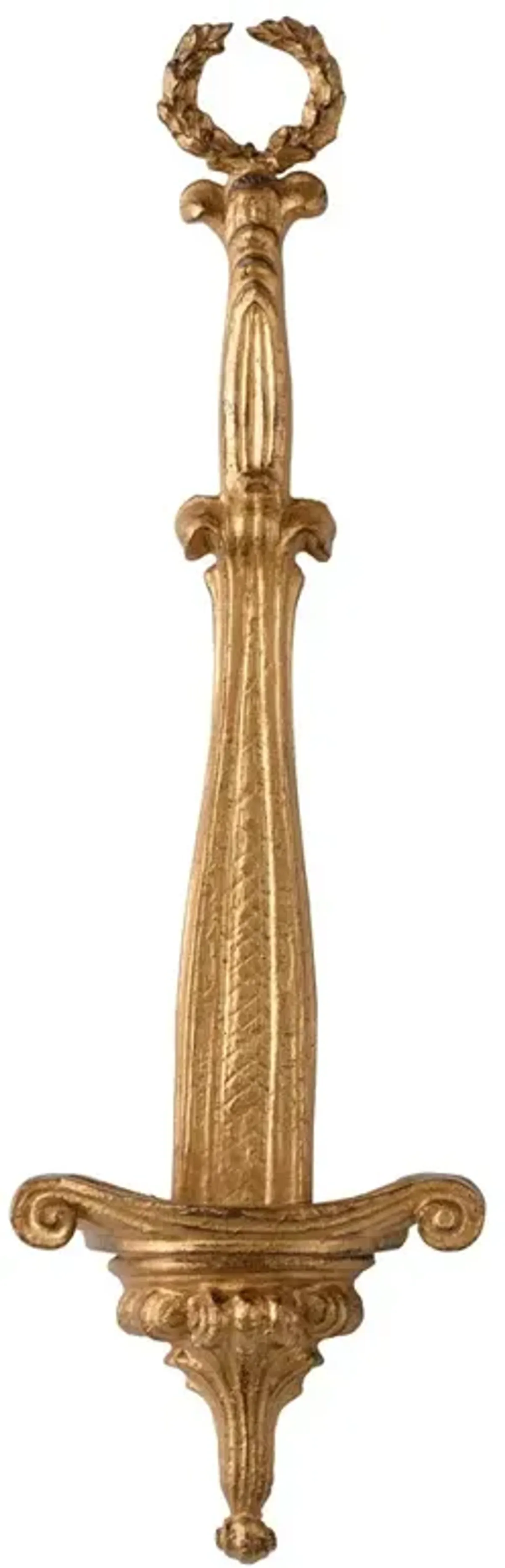 Luanne Traditional Antique Gold Plate Holder Wall Shelf