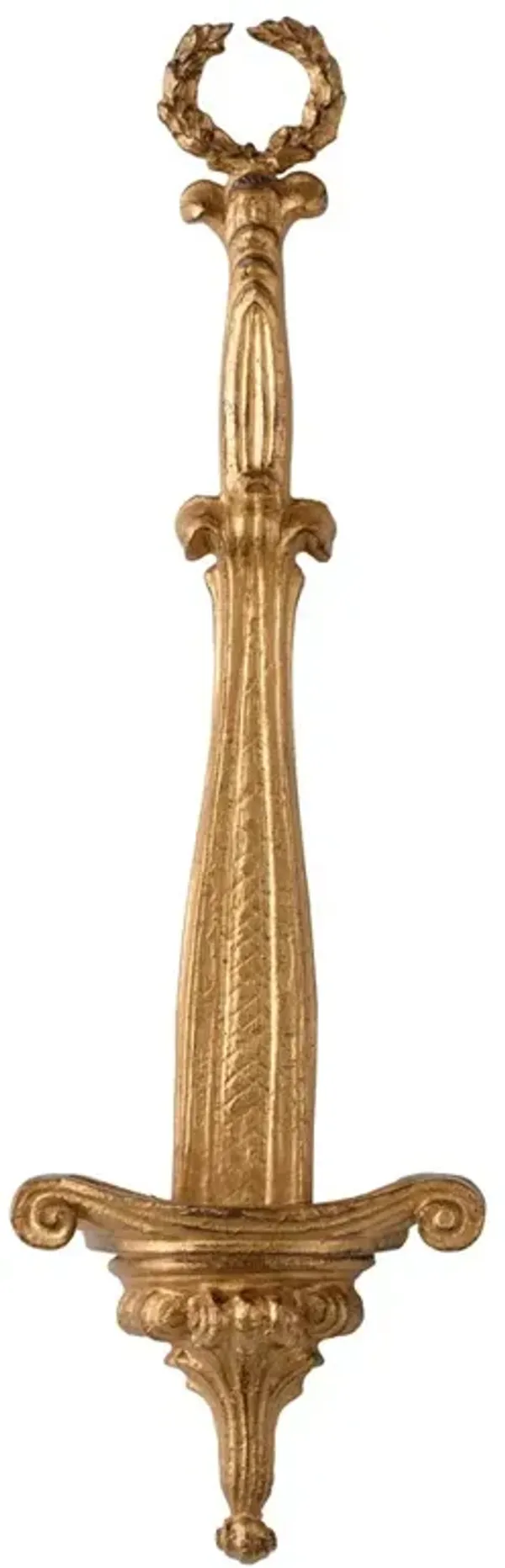 Luanne Traditional Antique Gold Plate Holder Wall Shelf