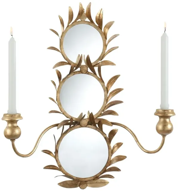 Harlow Traditional Gold Metal Mirrored Candle Sconce