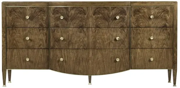 Whitaker Modern Classic Brown Walnut Champagne Steel Dresser