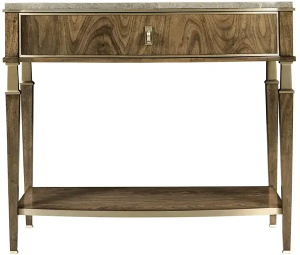Whitaker Modern Classic Marble Brown Walnut Wide Nightstand