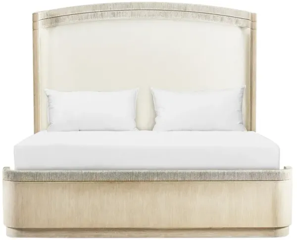 Leonard Coastal Beach Cream Performance Whitewashed Oak Bed - King