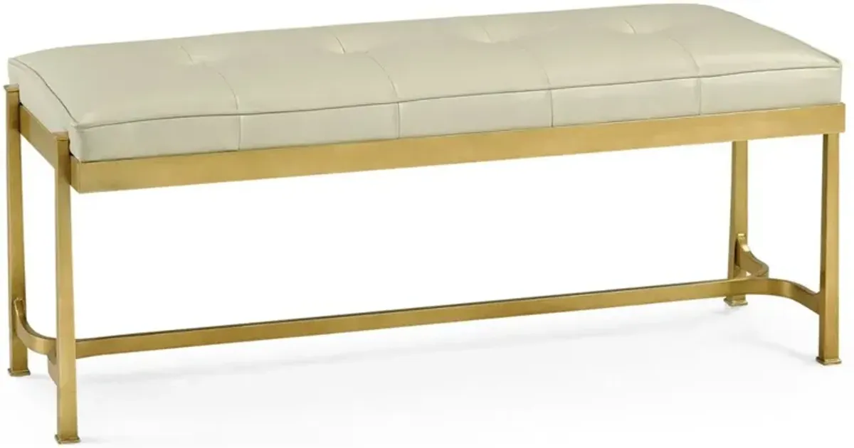 Prescott Modern Classic Cream Leather Tufted Gold Bedroom Bench